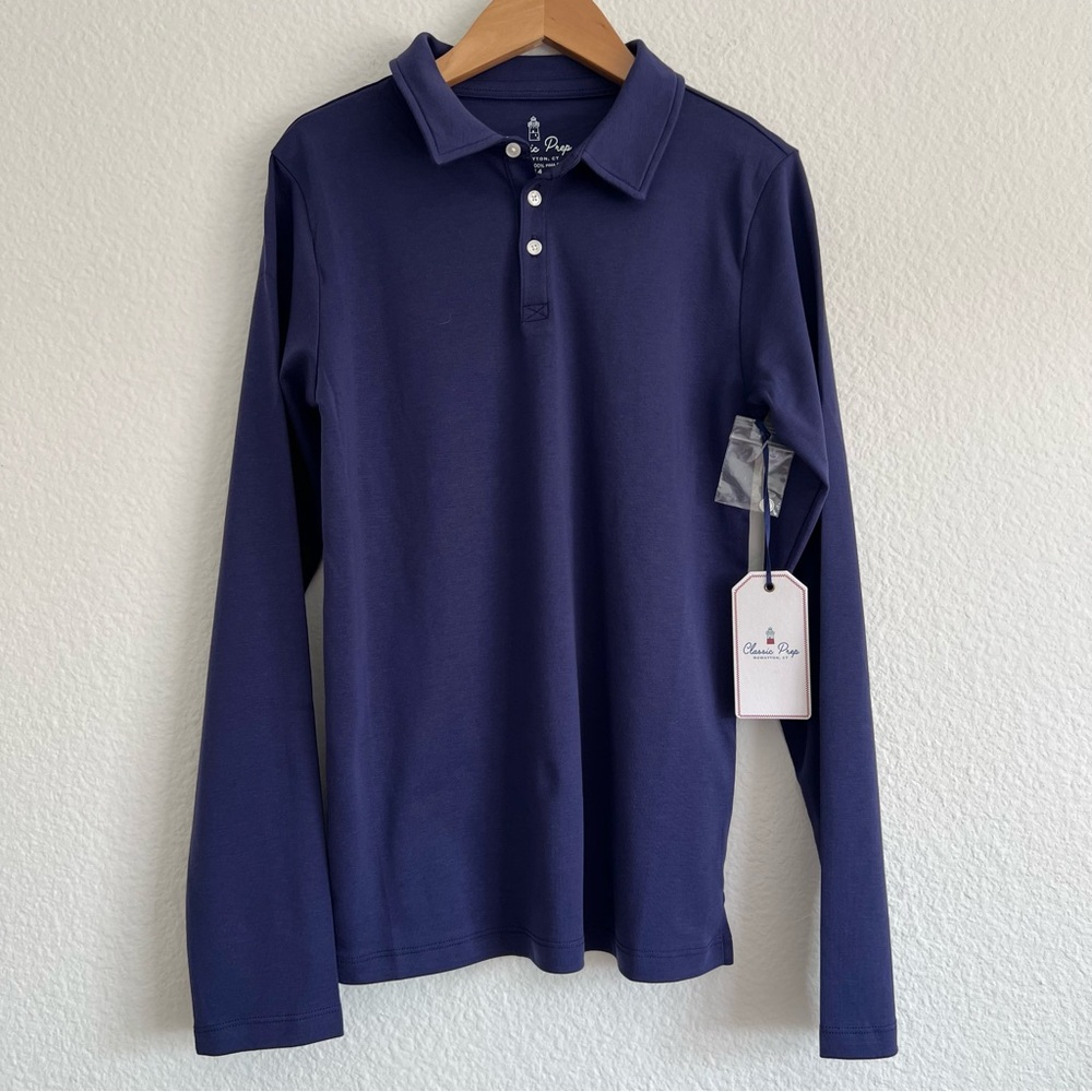 Classic Prep Navy Long-Sleeve Polo Shirt